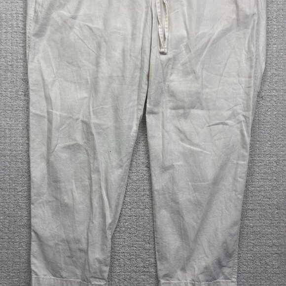 GAP Factory Store Linen Drawstring Pants Women Sz XL Ivory Wide Leg Comfty - Picture 3 of 11